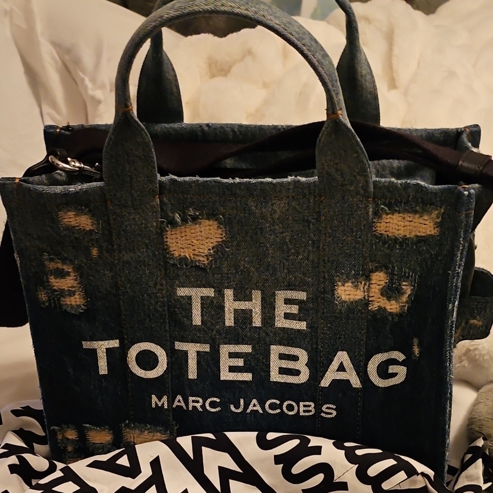 Marc Jacobs Blue Tote Medium  Bag Denim Pre Owned Excellent